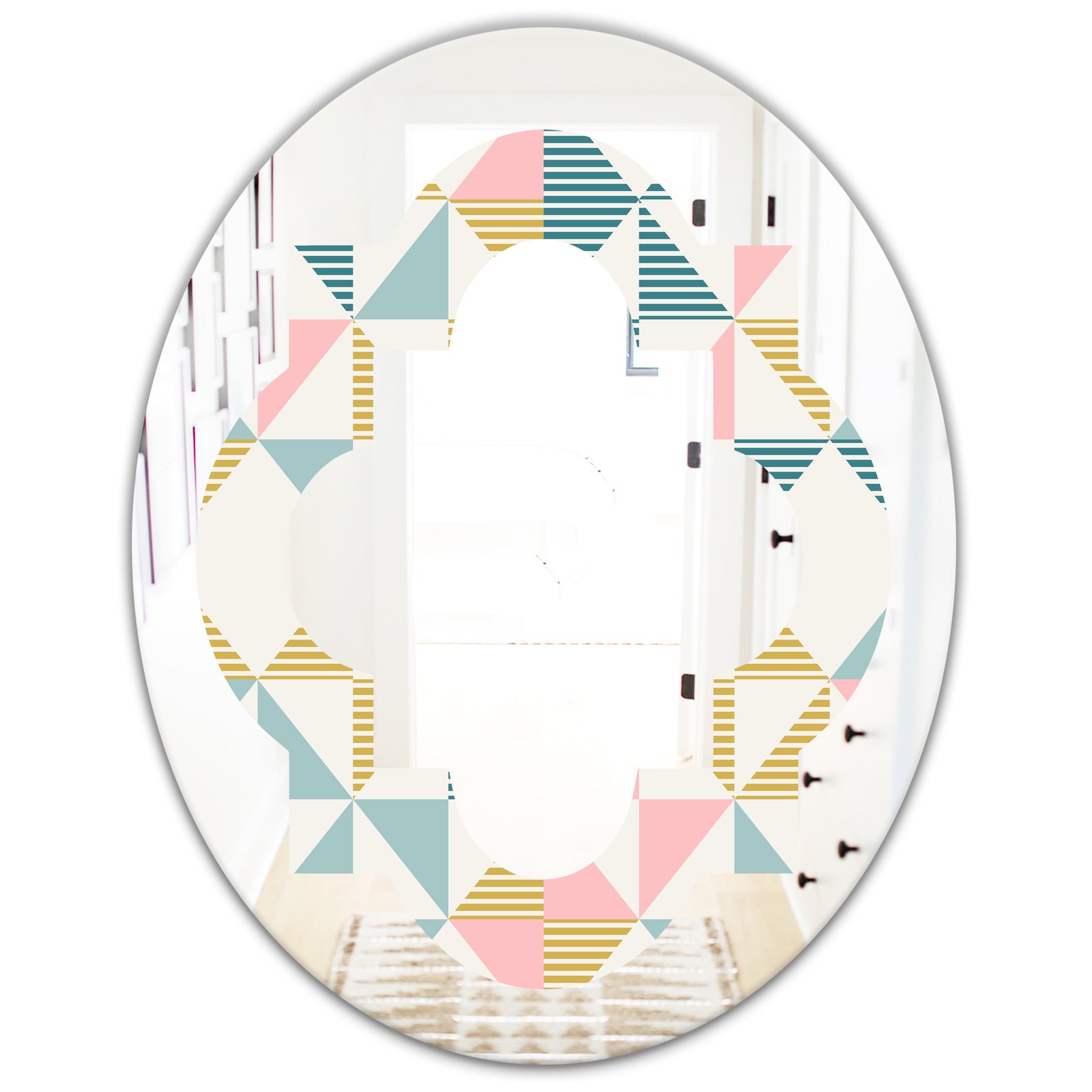 Diamond Retro II - Modern Round or Oval Wall Mirror - Quatrefoil