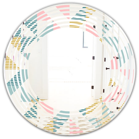 Diamond Retro XI - Modern Round or Oval Wall Mirror - Wave