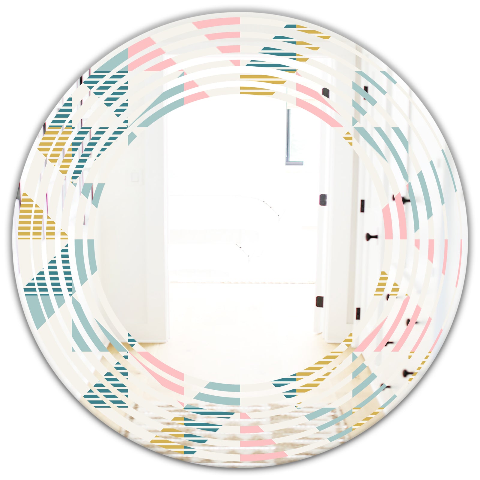 Diamond Retro XI - Modern Round or Oval Wall Mirror - Wave