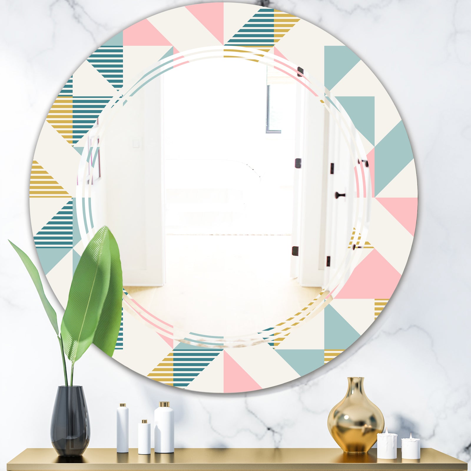 Diamond Retro XI - Modern Round or Oval Wall Mirror - Triple C