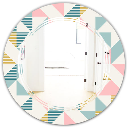 Diamond Retro XI - Modern Round or Oval Wall Mirror - Triple C