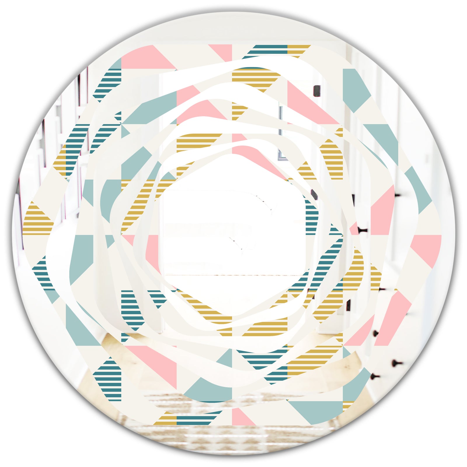Diamond Retro XI - Modern Round or Oval Wall Mirror - Whirl