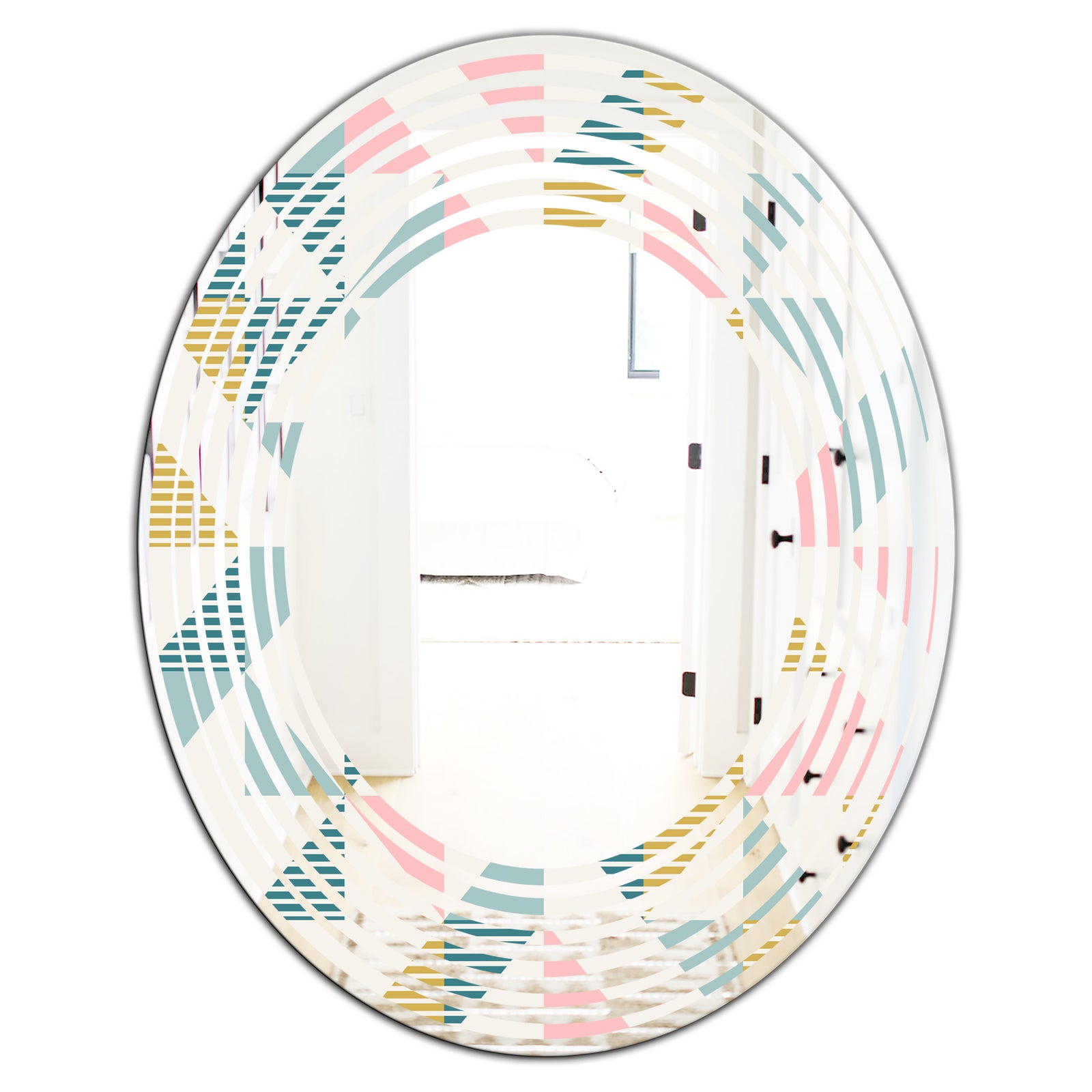 Diamond Retro XI - Modern Round or Oval Wall Mirror - Wave