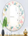 Diamond Retro XI - Modern Round or Oval Wall Mirror - Leaves