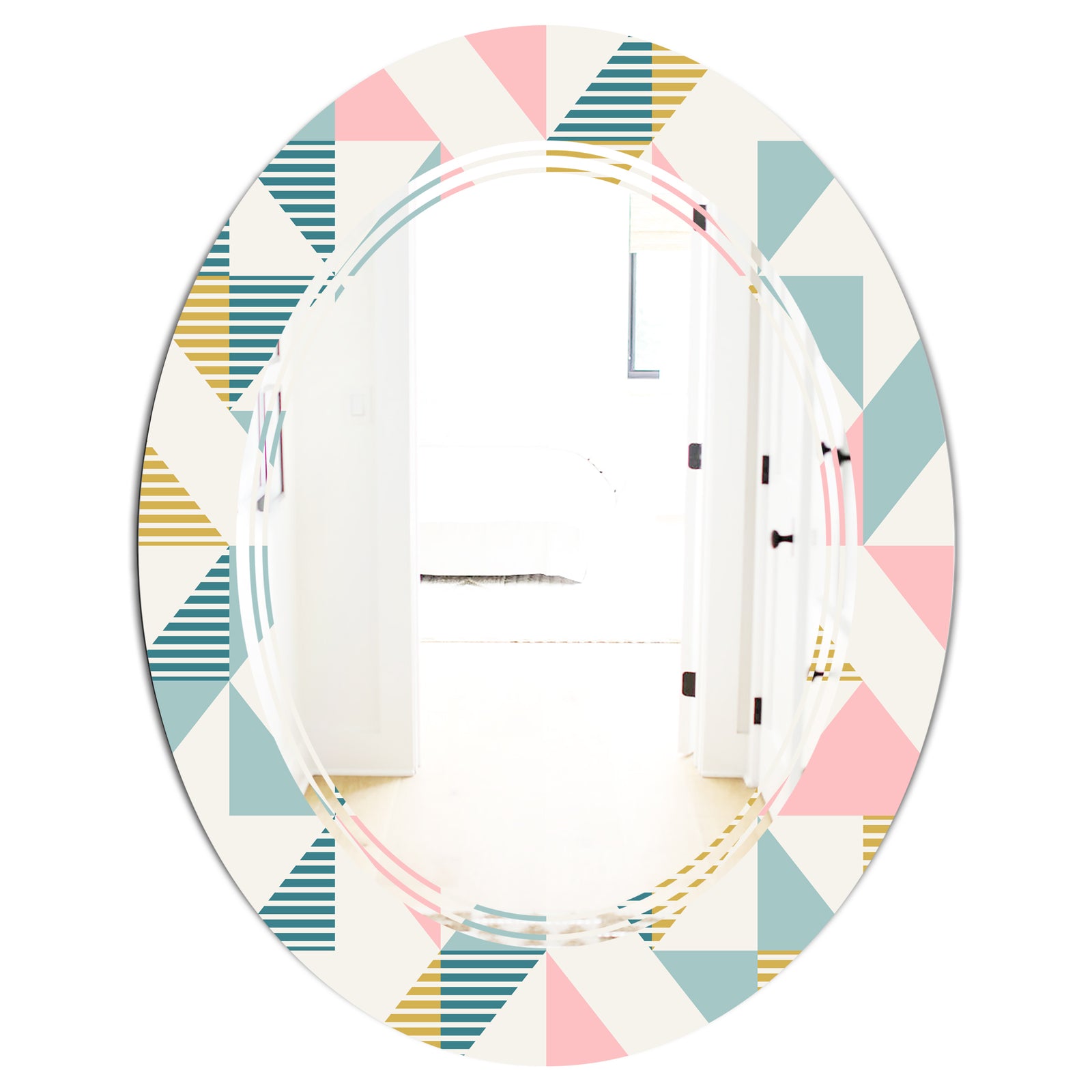 Diamond Retro XI - Modern Round or Oval Wall Mirror - Triple C