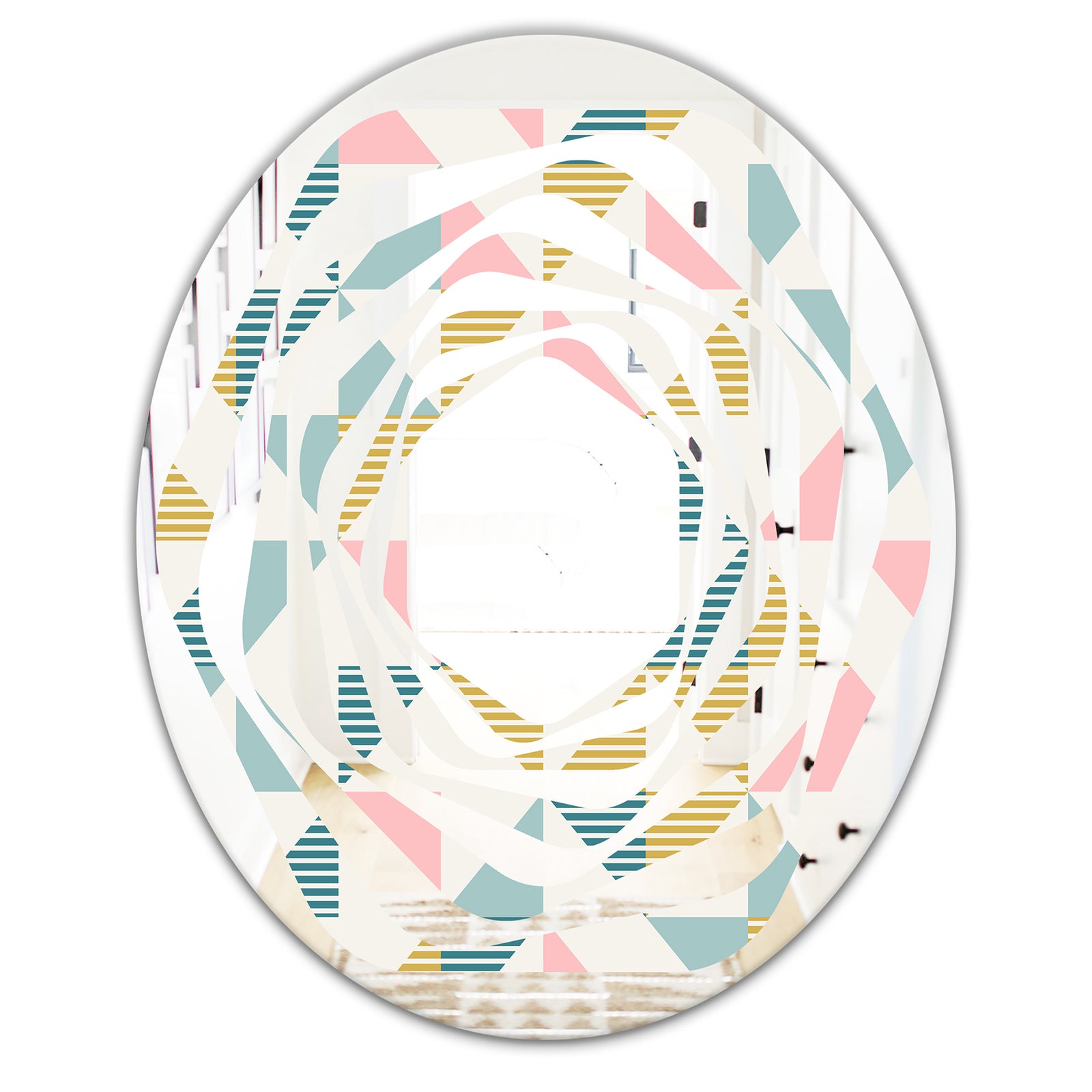 Diamond Retro XI - Modern Round or Oval Wall Mirror - Whirl