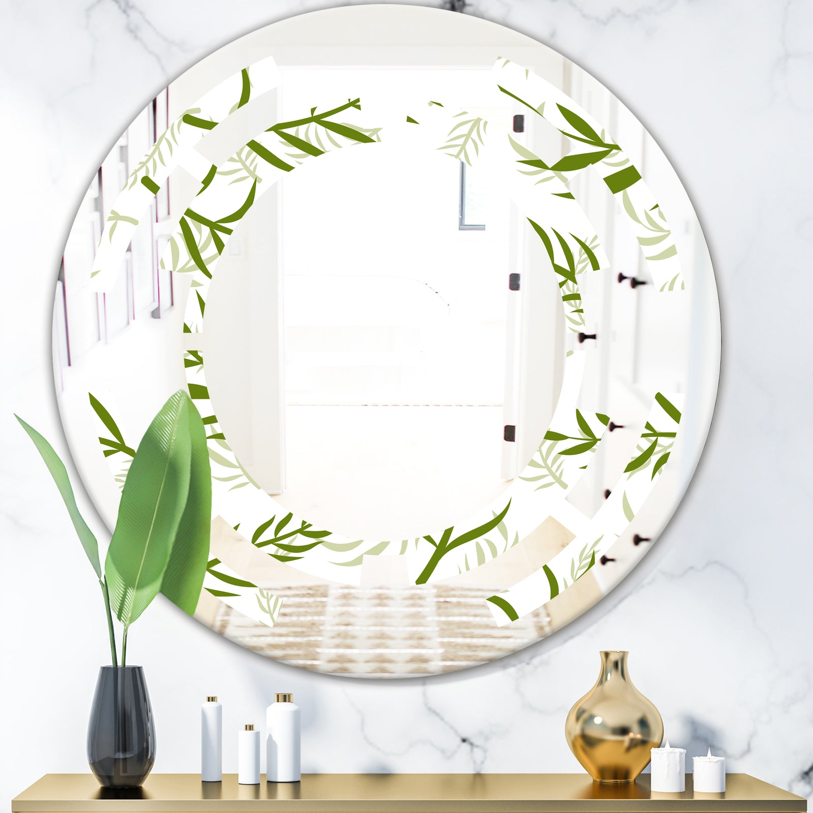 Tropical Botanicals I - Modern Round or Oval Wall Mirror - Space