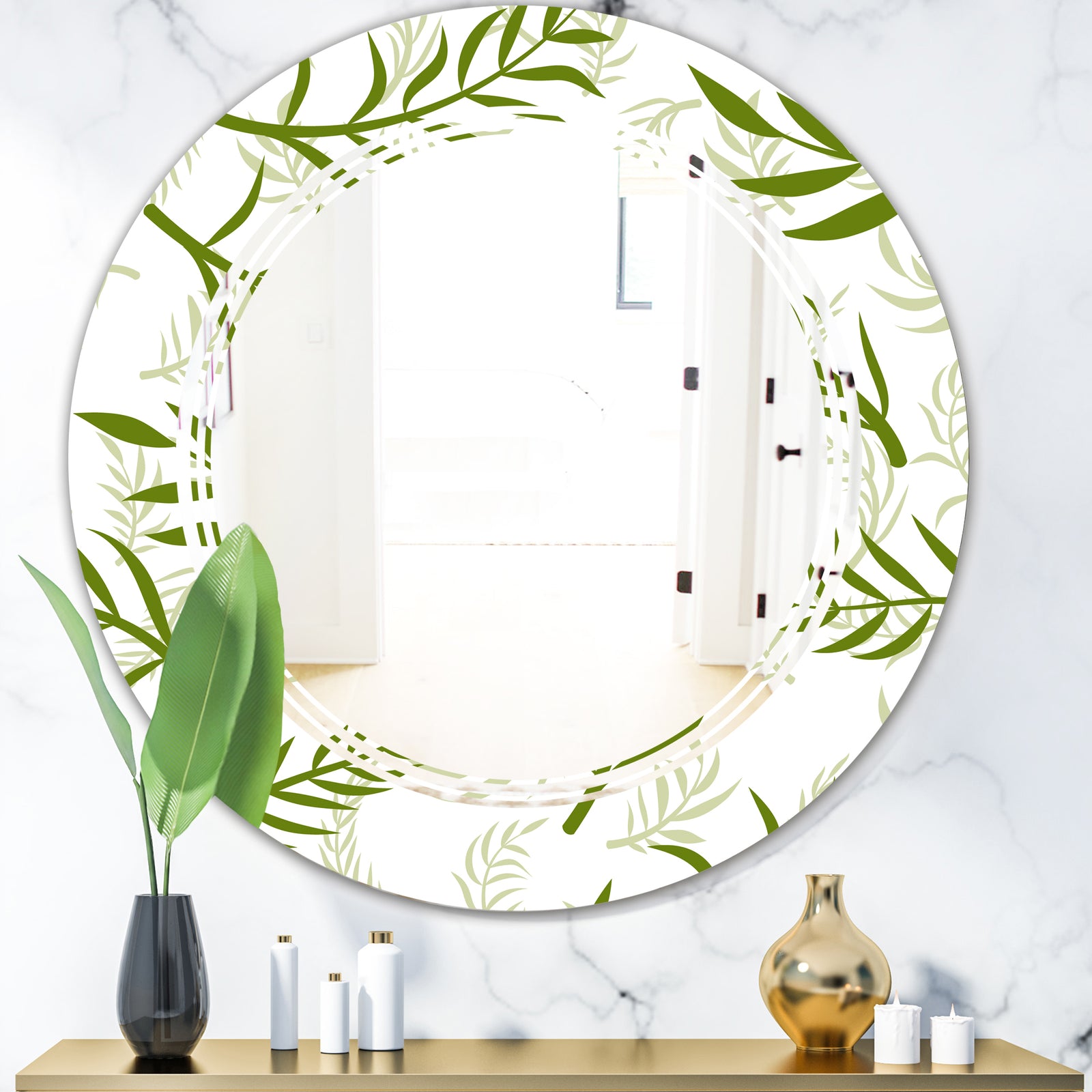 Tropical Botanicals I - Modern Round or Oval Wall Mirror - Triple C