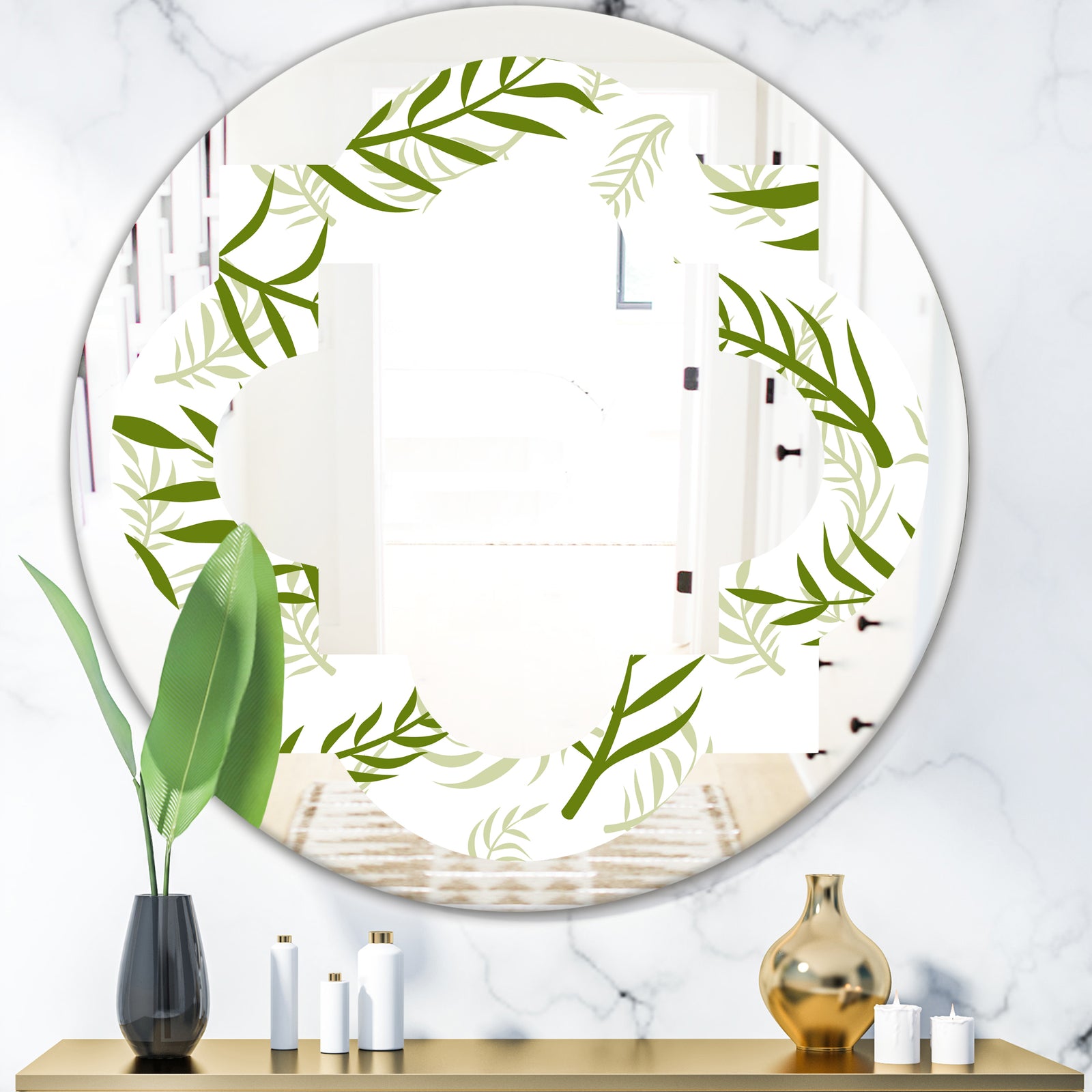 Tropical Botanicals I - Modern Round or Oval Wall Mirror - Quatrefoil