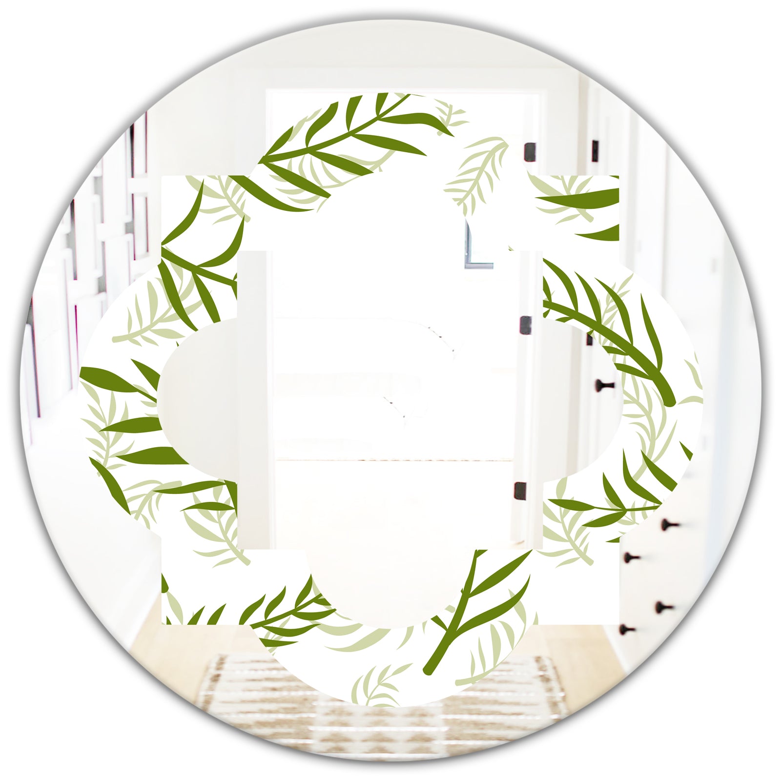 Tropical Botanicals I - Modern Round or Oval Wall Mirror - Quatrefoil