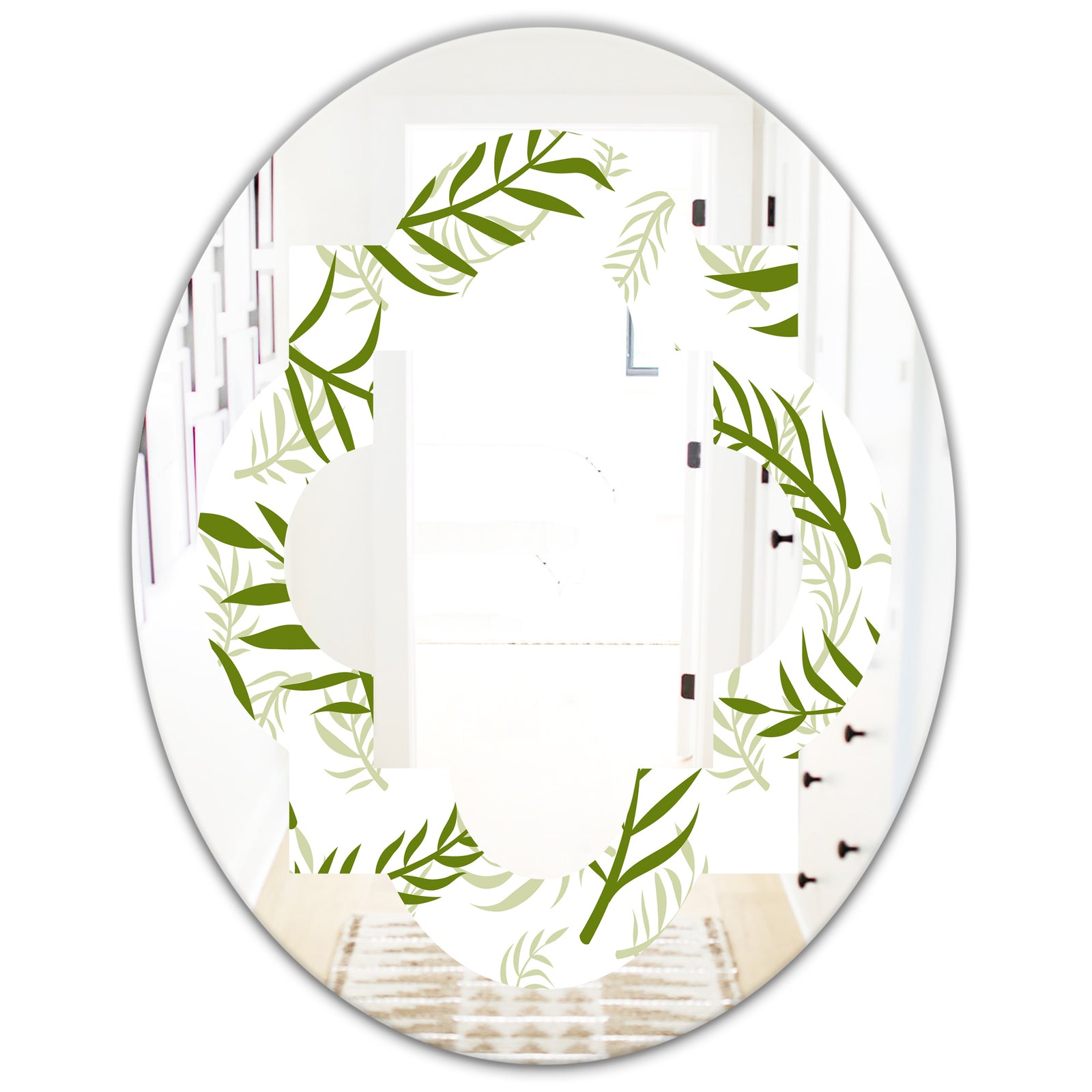 Tropical Botanicals I - Modern Round or Oval Wall Mirror - Quatrefoil
