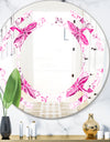 Retro Floral Pattern XII - Modern Round or Oval Wall Mirror - Space