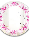 Retro Floral Pattern XII - Modern Round or Oval Wall Mirror - Leaves
