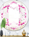 Retro Floral Pattern XII - Modern Round or Oval Wall Mirror - Hexagon Star