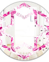 Retro Floral Pattern XII - Modern Round or Oval Wall Mirror - Hexagon Star