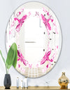 Retro Floral Pattern XII - Modern Round or Oval Wall Mirror - Space