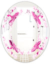 Retro Floral Pattern XII - Modern Round or Oval Wall Mirror - Space