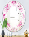 Retro Floral Pattern XII - Modern Round or Oval Wall Mirror - Wave
