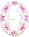 Retro Floral Pattern XII - Modern Round or Oval Wall Mirror - Leaves