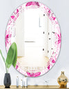 Retro Floral Pattern XII - Modern Round or Oval Wall Mirror - Triple C