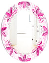 Retro Floral Pattern XII - Modern Round or Oval Wall Mirror - Triple C
