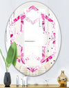 Retro Floral Pattern XII - Modern Round or Oval Wall Mirror - Hexagon Star