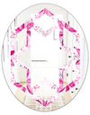 Retro Floral Pattern XII - Modern Round or Oval Wall Mirror - Hexagon Star