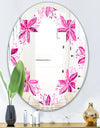 Retro Floral Pattern XII - Modern Round or Oval Wall Mirror - Quatrefoil
