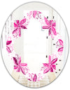Retro Floral Pattern XII - Modern Round or Oval Wall Mirror - Quatrefoil
