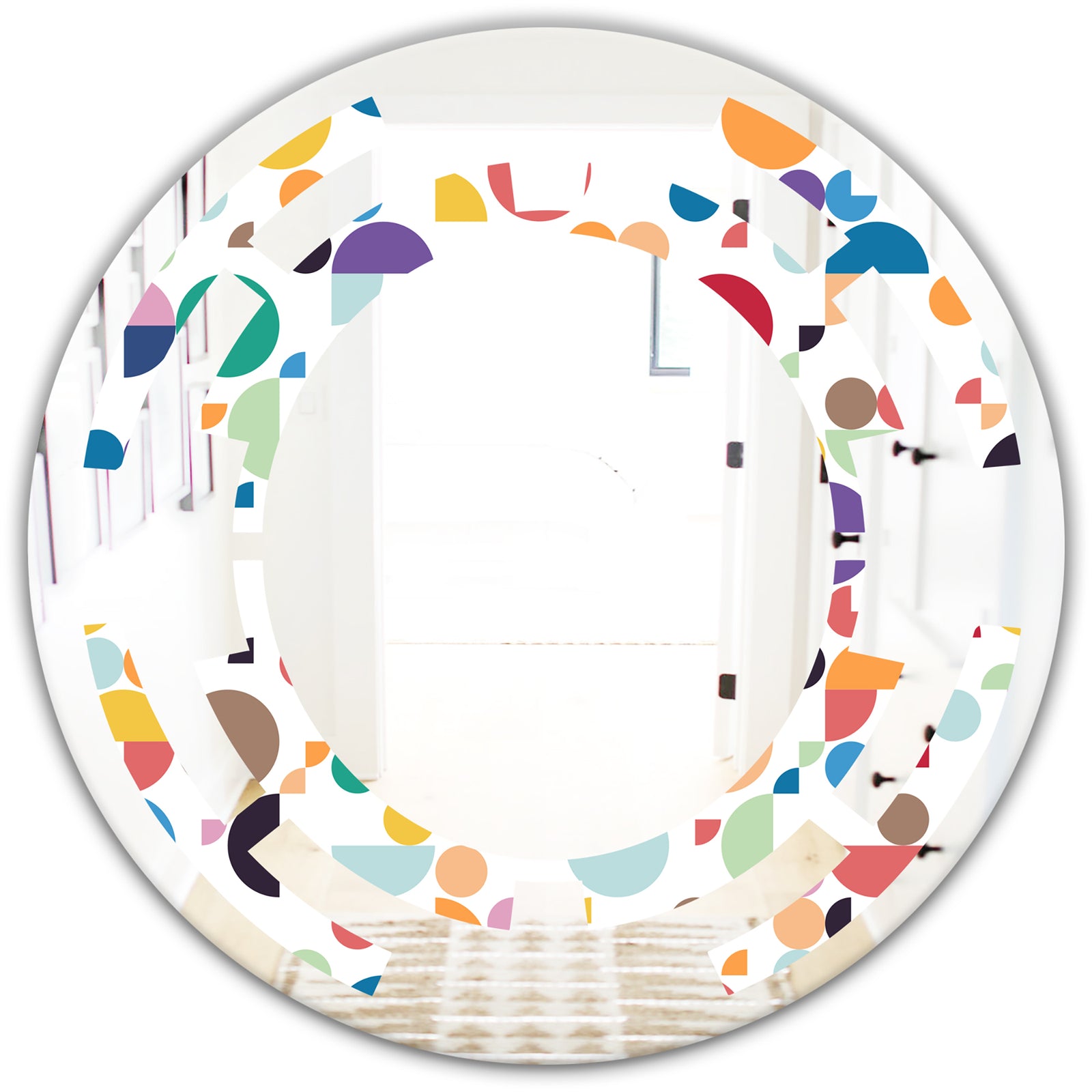 Retro Abstract Circular I - Modern Round or Oval Wall Mirror - Space