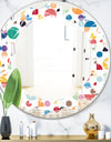 Retro Abstract Circular I - Modern Round or Oval Wall Mirror - Leaves