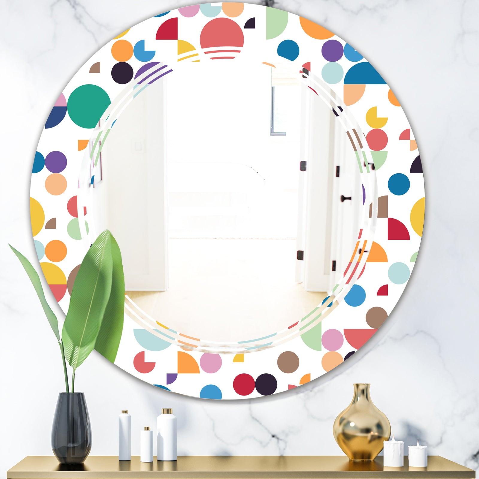 Retro Abstract Circular I - Modern Round or Oval Wall Mirror - Triple C