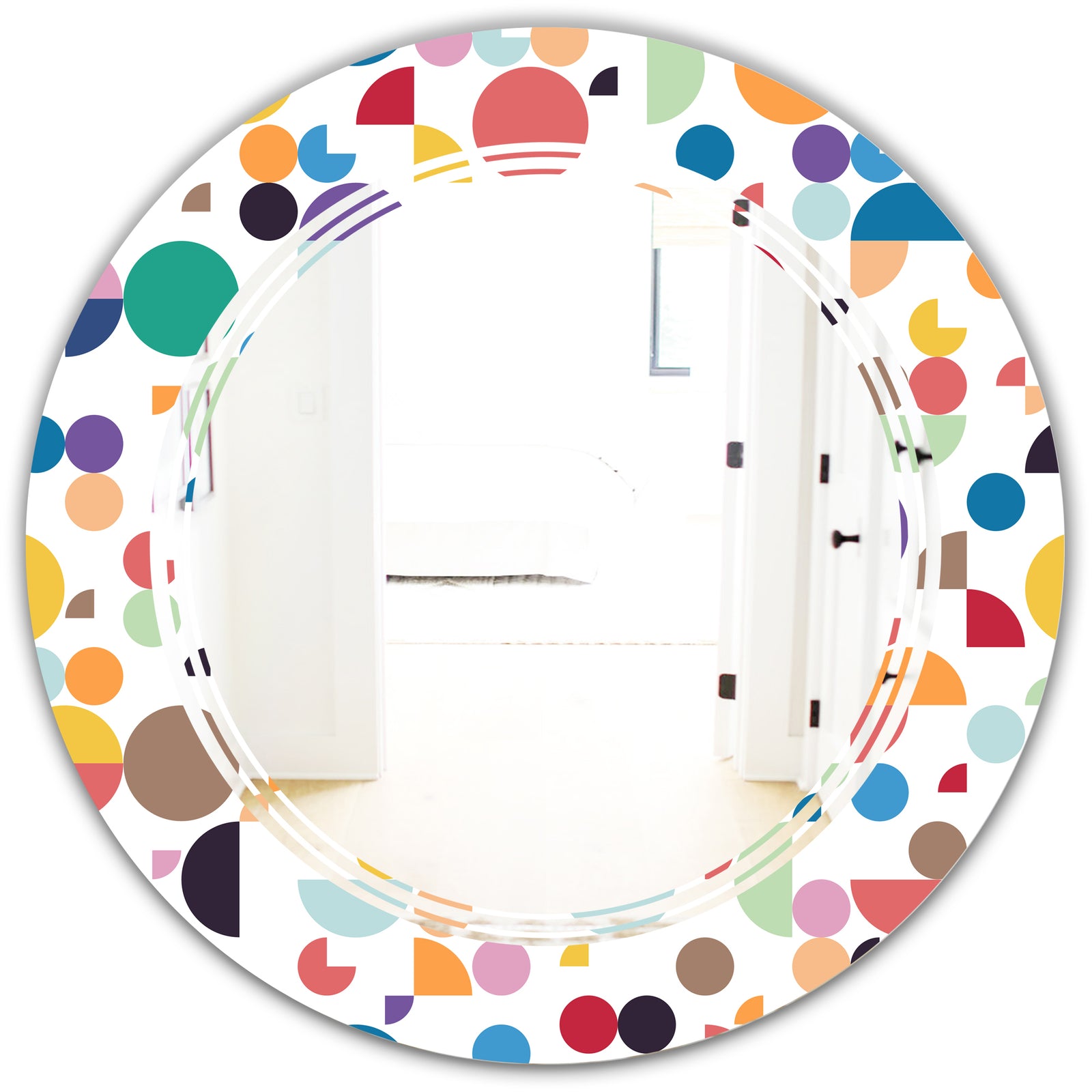 Retro Abstract Circular I - Modern Round or Oval Wall Mirror - Triple C