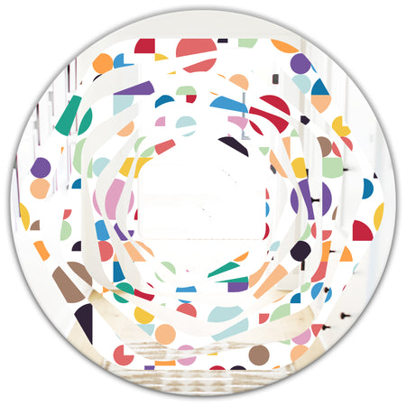 Retro Abstract Circular I - Modern Round or Oval Wall Mirror - Whirl