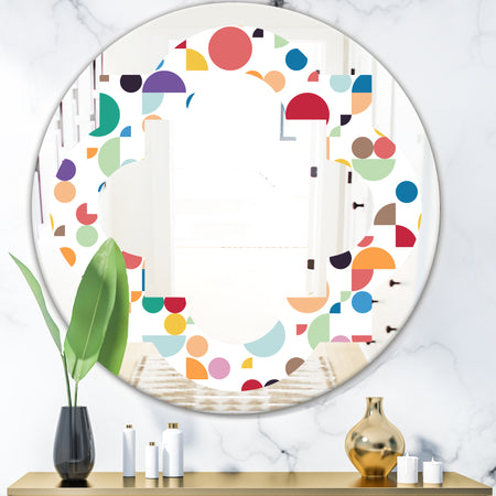 Retro Abstract Circular I - Modern Round or Oval Wall Mirror - Quatrefoil