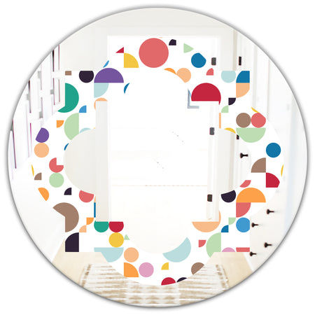 Retro Abstract Circular I - Modern Round or Oval Wall Mirror - Quatrefoil