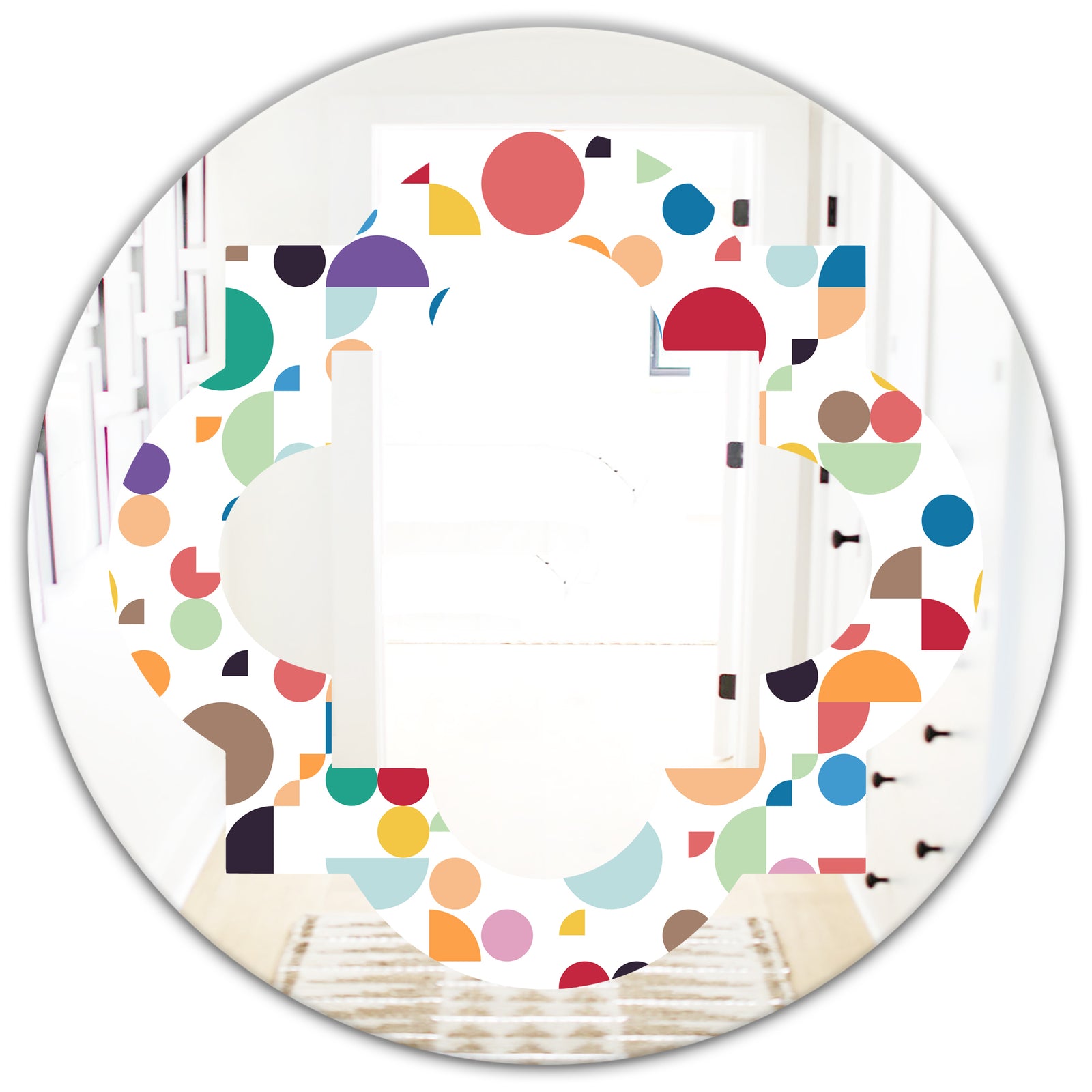 Retro Abstract Circular I - Modern Round or Oval Wall Mirror - Quatrefoil