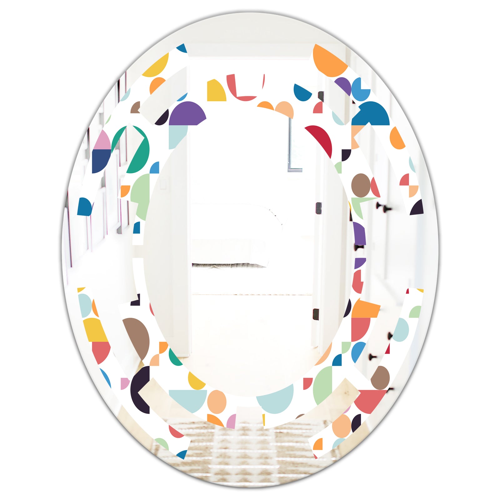 Retro Abstract Circular I - Modern Round or Oval Wall Mirror - Space