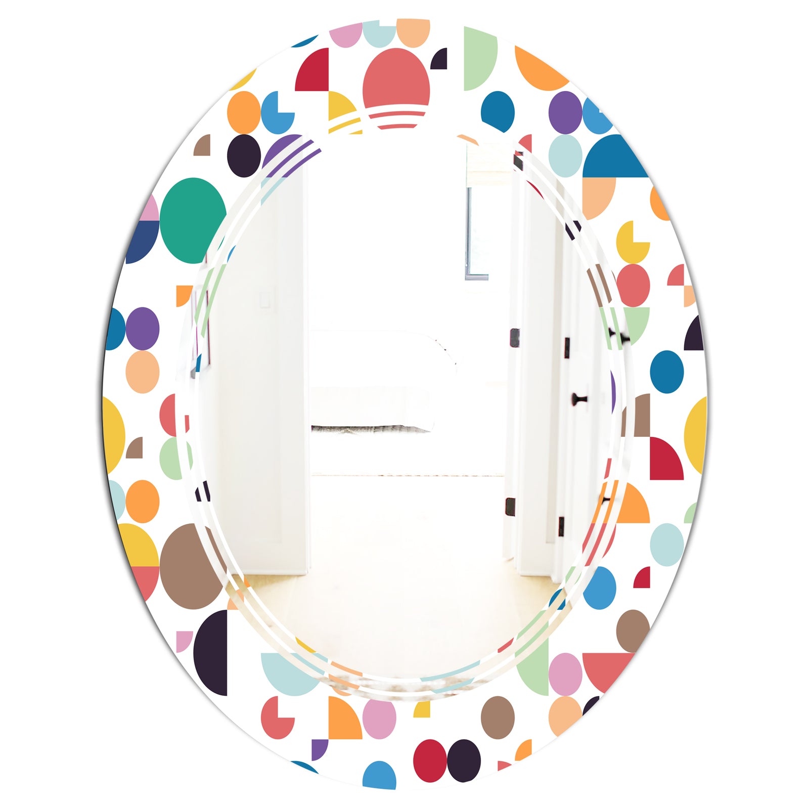 Retro Abstract Circular I - Modern Round or Oval Wall Mirror - Triple C