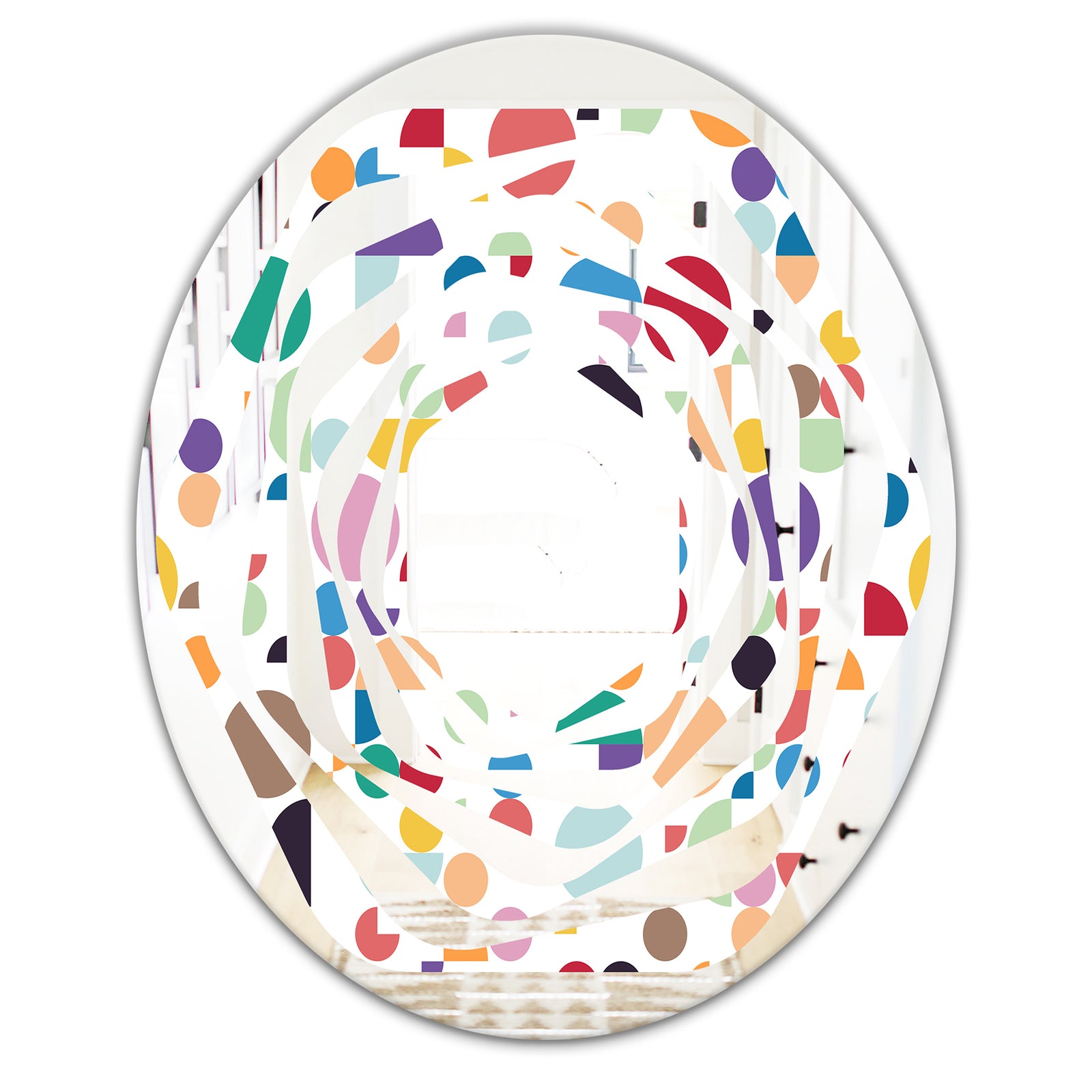 Retro Abstract Circular I - Modern Round or Oval Wall Mirror - Whirl