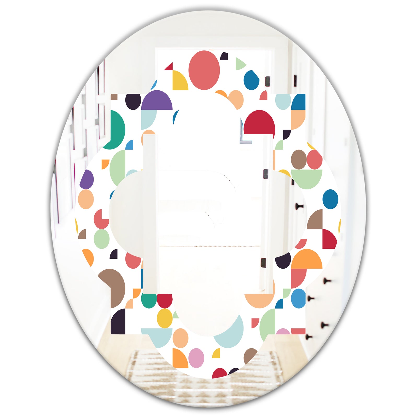 Retro Abstract Circular I - Modern Round or Oval Wall Mirror - Quatrefoil