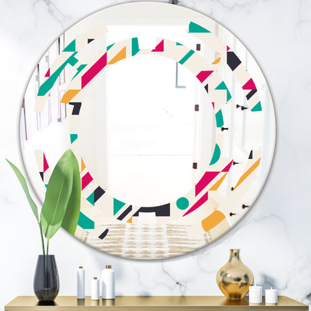 Retro Geometric Design III - Modern Round or Oval Wall Mirror - Space
