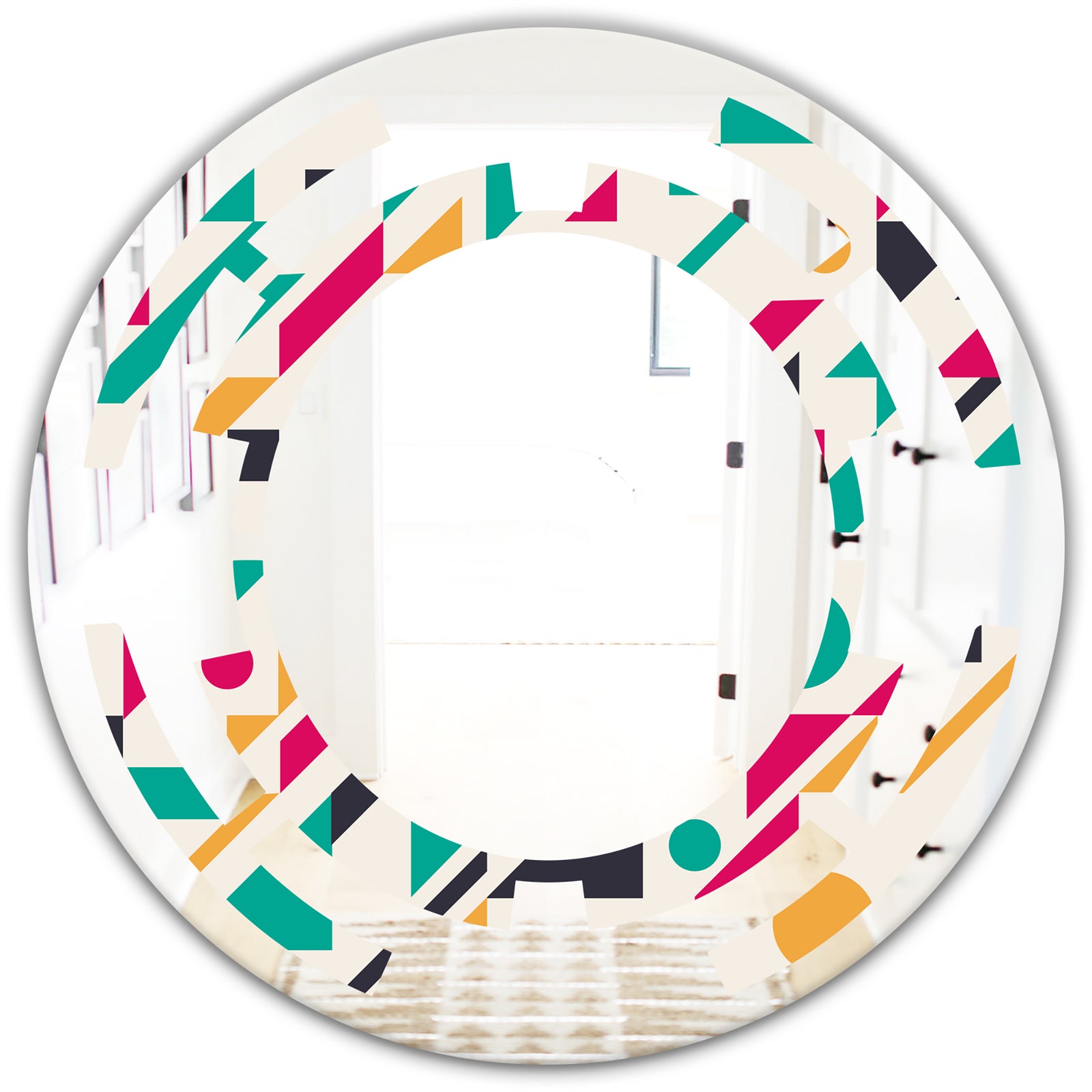 Retro Geometric Design III - Modern Round or Oval Wall Mirror - Space
