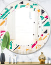 Retro Geometric Design III - Modern Round or Oval Wall Mirror - Leaves