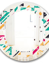 Retro Geometric Design III - Modern Round or Oval Wall Mirror - Leaves