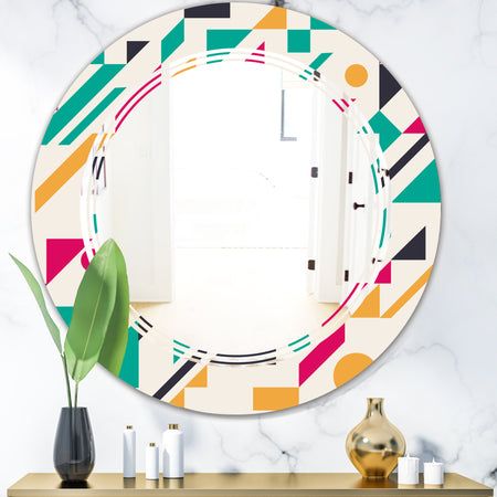 Retro Geometric Design III - Modern Round or Oval Wall Mirror - Triple C