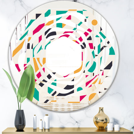 Retro Geometric Design III - Modern Round or Oval Wall Mirror - Whirl