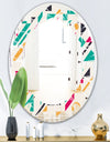 Retro Geometric Design III - Modern Round or Oval Wall Mirror - Leaves