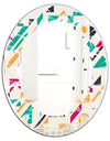 Retro Geometric Design III - Modern Round or Oval Wall Mirror - Leaves