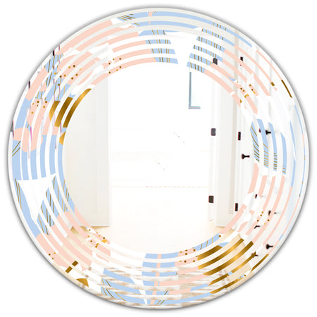 Golden Foliage XV - Modern Round or Oval Wall Mirror - Wave